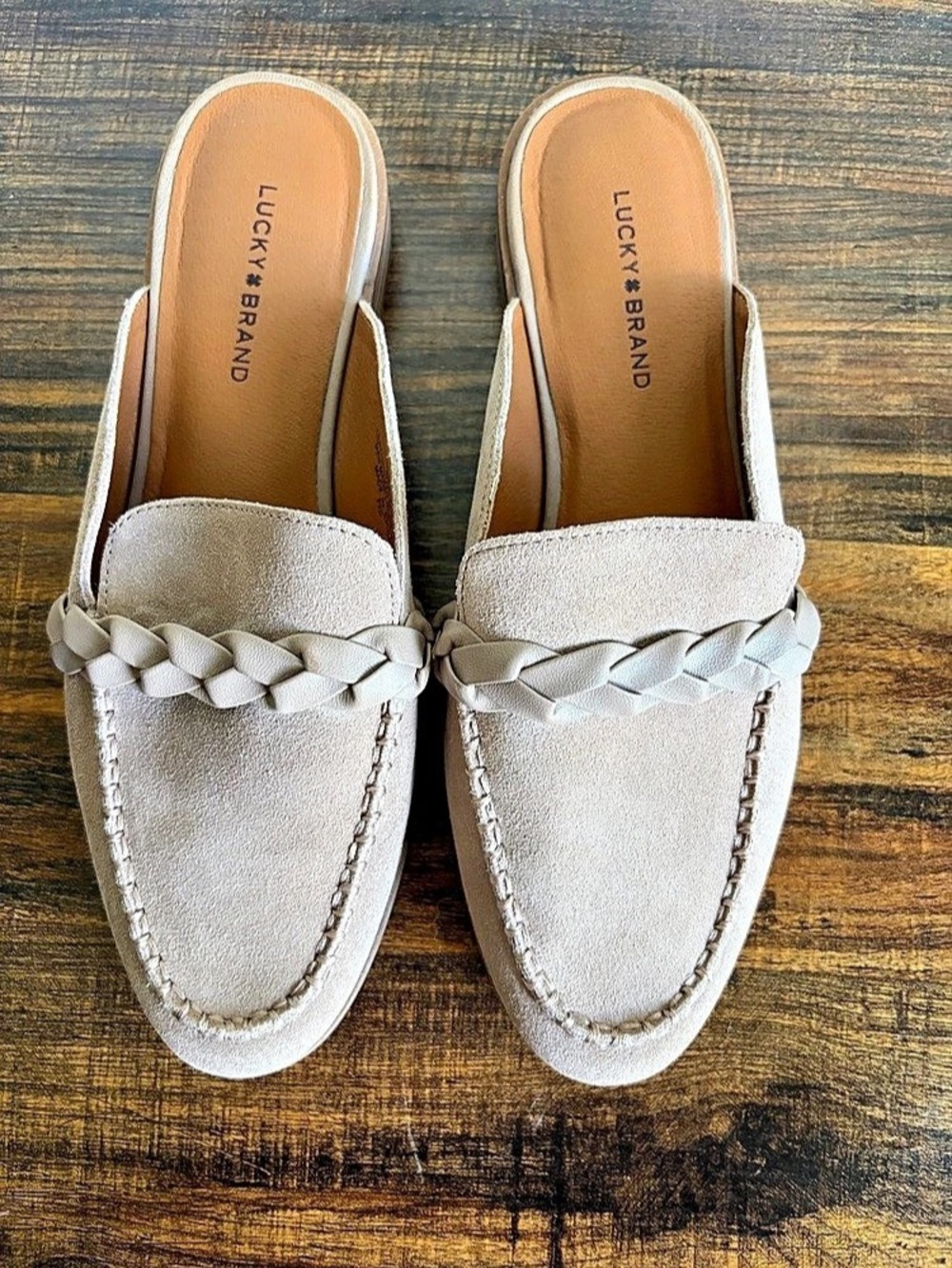 LUCKY BRAND Panlin2 Braided Leather Mules Beige US 9